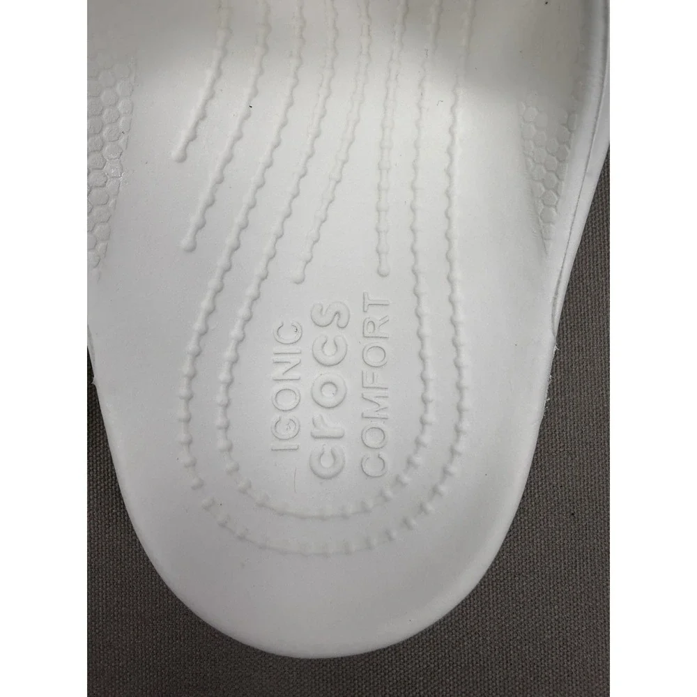 Crocs Slides Women's 9 Iconic Comfort White Sandals Men 7 Outdoor Summer Water
